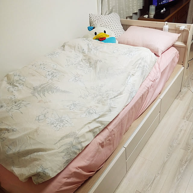 Bedroom,一人暮らし,1K,角部屋,ニトリ,布団カバー,ZARA HOME yu.coconutsの部屋