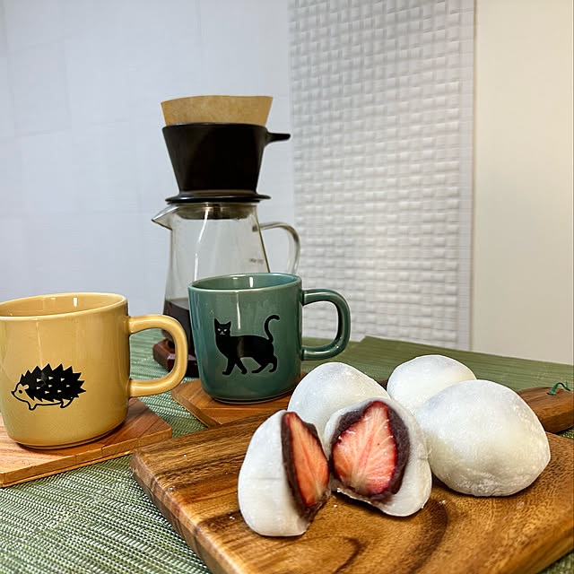 動物モチーフ,ドリップコーヒー,セリアのマグカップ,イチゴ大福,マグカップ,Kitchen,エンシェントポタリー　コーヒードリッパー mizucchiの部屋