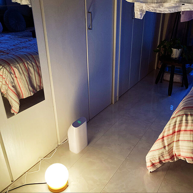 ホワイトの床,部屋干し,間接照明,除湿機,RoomClipショッピング,一人暮らし,照明,Bedroom yori_miniの部屋