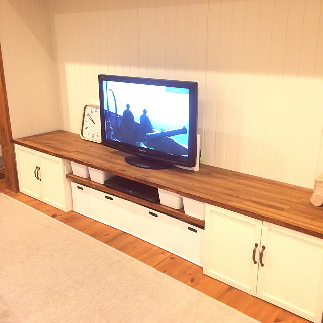 テレビ台,Lounge,ダイソー,ナチュラルカントリー,カントリー,ナチュラル,シンプル,ニトリ,テレビ台DIY,My Desk mofukoの部屋