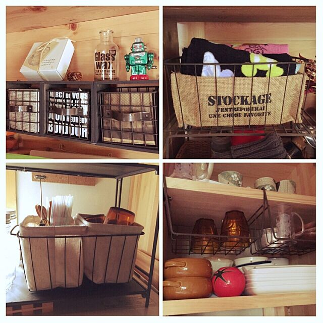 My Shelf,食器棚の中,収納,セリアの雑貨,セリアのアイアンかご,セリア Asakaの部屋