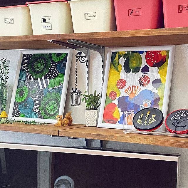ダイソーのボックス,刺繍,マリメッコペーパーナプキン,カラフルインテリア,My Shelf ayaの部屋