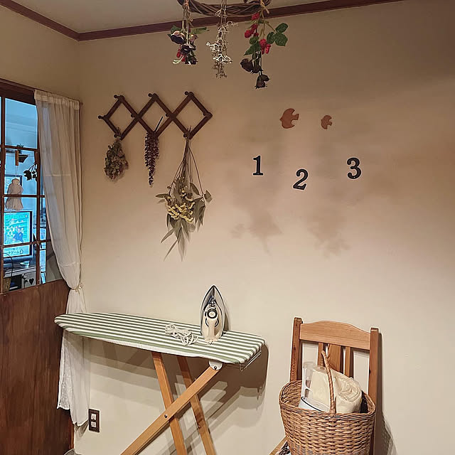 間仕切り建具DIY,漆喰壁DIY,スタンド式アイロン台,レトロアイロン,家事室,元和室,Overview AZUの部屋