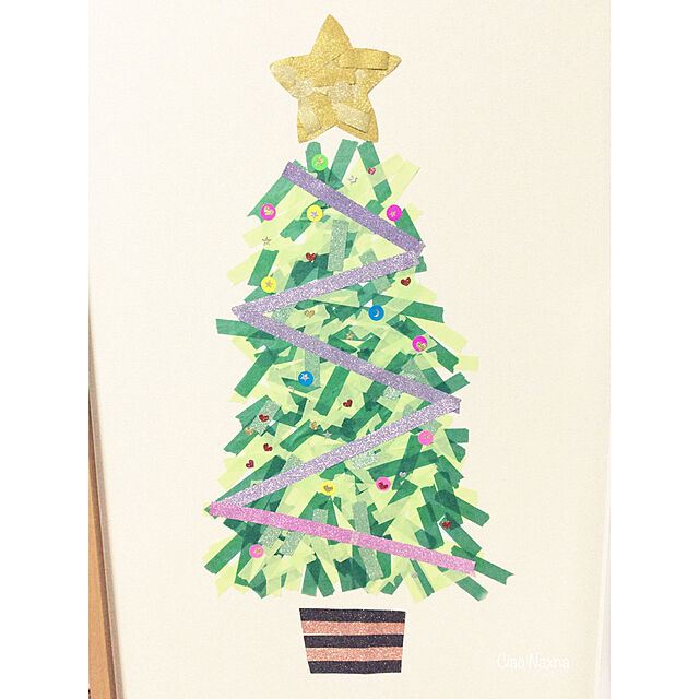 クリスマスツリー,キラキラ,子供喜ぶ,マスキングテープ,ダイソー,クリスマス,飾り付け,楽しい,可愛い,ツリー,100均,On Walls CiaoNaxnaの部屋