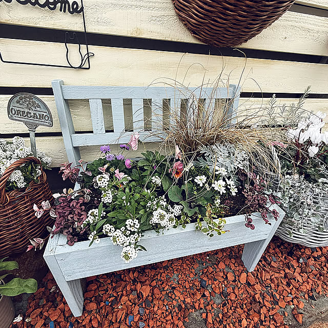 Entrance,レンガチップ,花壇手作り,ベンチプランターdiy,ベンチプランター寄せ植え,ベンチプランター,DIY,パパDIY yu_noの部屋