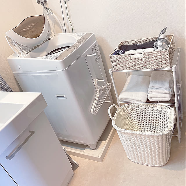 シンプルに,洗面所ホワイト化,ランドリーバスケット,HOME COORDY,ナチュラル,一人暮らし,Bathroom yuuの部屋