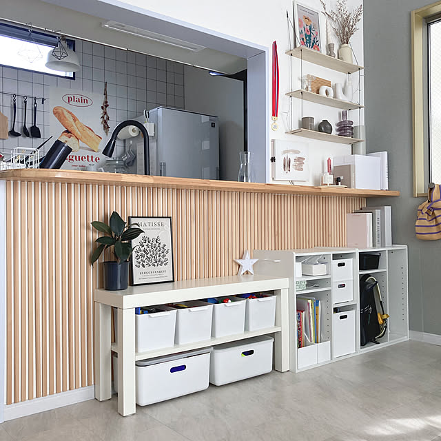 On Walls,キッチンカウンター下,ランドセル収納,ニトリ,リメイク,IKEA,狭小住宅,北欧モダン,セルフリノベーション,海外インテリアに憧れる,プチプラインテリア,建売住宅,２人暮らし,子どもと暮らす,韓国インテリア,DIYのおうち aomaの部屋