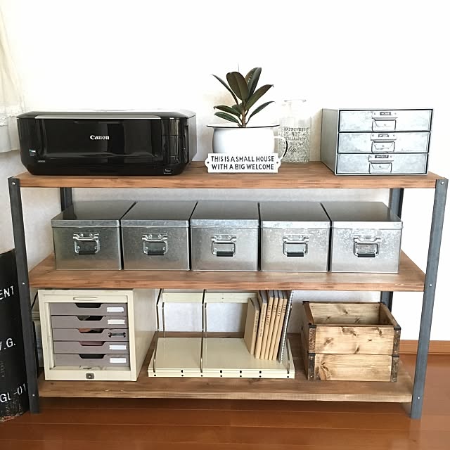 My Shelf,文房具収納,無印良品　,ゴムの木,ホーロー,消臭ビーズ,DIY,書類ケース,わが家の情報ステーション,収納棚,いいね！ありがとうございます◡̈♥︎ Rin.の部屋