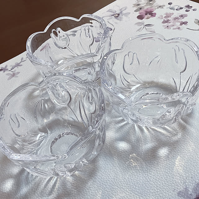 Kitchen,ナチュラルキッチンの食器,チューリップ柄,ガラスの器,お気に入りの器 yuukiの部屋