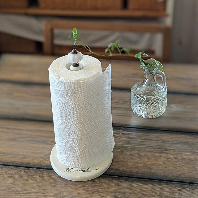 Kitchen,10分でできる,ハンドメイド,手作り,リメイク,アンティーク調,キッチンペーパースタンド,100均,ステンシル,フレンチシック purpureの部屋
