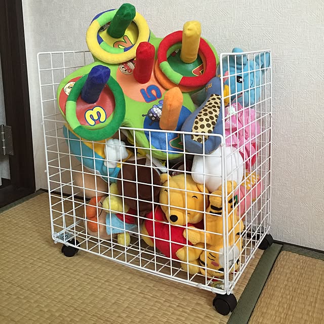 おもちゃ収納,ワイヤーネット,ダイソー,こどもと暮らす。,Overview fu_miの部屋