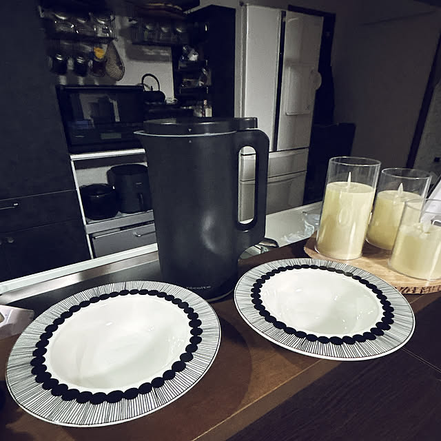Kitchen,ご褒美,ご褒美アイテム,シイルトラプータルハ ディーププレート,シイルトラプータルハ,マリメッコ,自動調理ポット,レコルト,ブラックアイテム,ブラック家電,お気に入りアイテム,ブラック,キッチンカウンター yunyumの部屋
