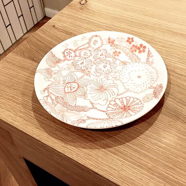 Kitchen,お皿にイラスト,無印良品,らくやきマーカー,ACUTUS,オーク材テーブル pear-pandaの部屋