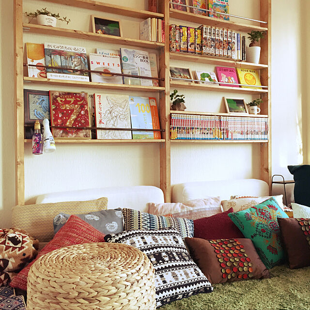 My Shelf,クッション,本棚,ディアウォール本棚,ディアウォール,DIY,観葉植物 HANAの部屋