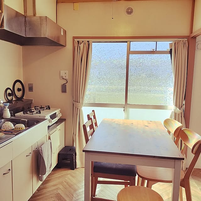 Kitchen,団地,団地リビング,団地インテリア,団地リノベ,団地でも諦めない！,団地住まい,団地で暮らす。,団地暮らし,団地を楽しむ,カフェ風,DIY,ハンドメイド,100均,アンティーク,雑貨,ナチュラル,観葉植物,ダイソー,照明,団地でも楽しく♪ nicomamaの部屋