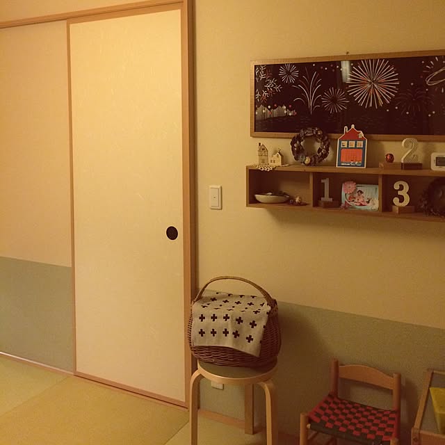 Overview,てぬぐい,北欧,広松木工,アルテック スツール60,artek,和室,無印良品,3コインズ ykの部屋