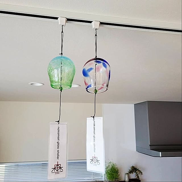 わが家の夏のキロク,ダクトレール,風鈴,手作り,ガラス細工,夏,On Walls kossyの部屋