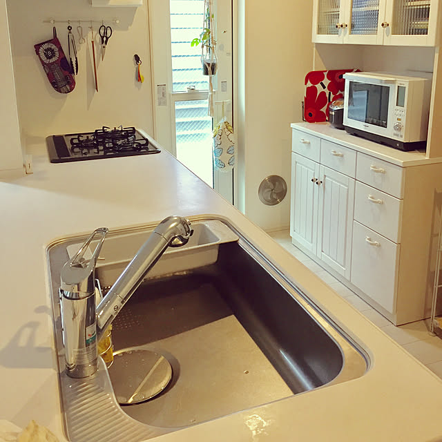 Kitchen,ハイホーム,ナチュラル,白い床,北欧,ニトリ,セリア,白い家,無印良品,IKEA,マリメッコ,marimekko,お掃除グッズ,ムーミン Kiitosの部屋