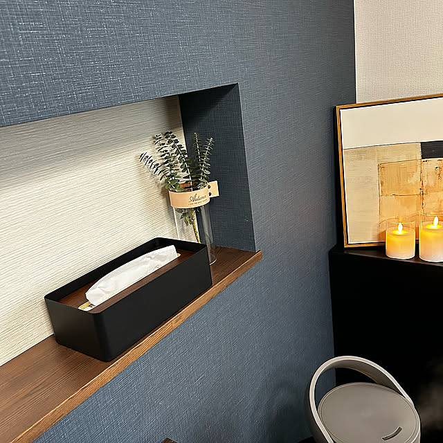 Bedroom,RIN,山崎実業,ゴミ箱,ダストボックス,ティッシュカバー,ティッシュBOX,ティッシュケース,寝室ニッチ,寝室インテリア,寝室,インテリア,北欧,ユーカリ,ユーカリドライ toyoの部屋