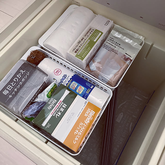 Kitchen,消耗品,ストック,プラスチックケース,Daiso,つっぱり棒,床下収納 Lin_3の部屋