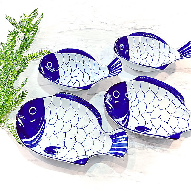 器,ブルー,パスタ皿,スープボウル,フィッシュプレート,DANSK,ダンスク,魚,海,狭小,中古住宅,来てくれてありがとう〜♡,築15年,Kitchen,北欧雑貨,さかなの行列～є(･Θ･｡)э››~♡ kazuの部屋