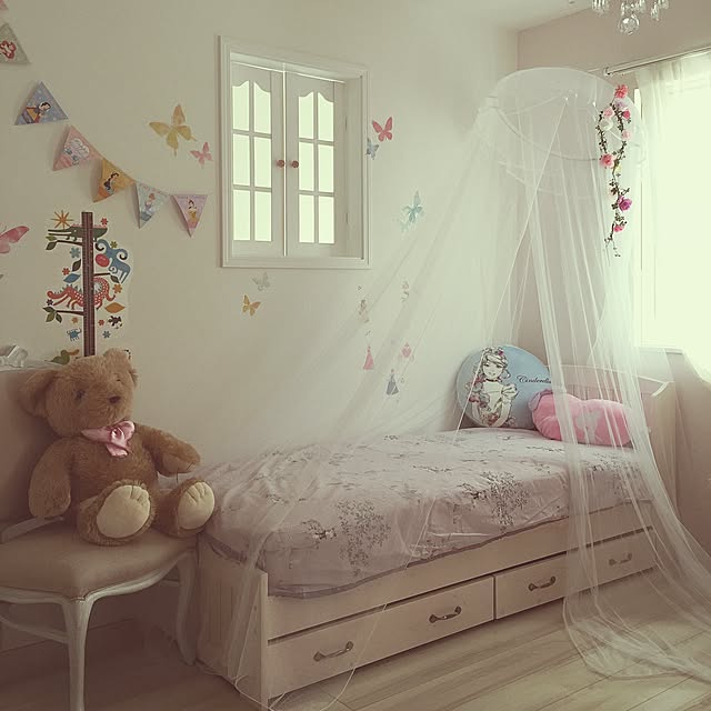 Bedroom,しまむら,キャノピー,girly,NEXT,ベッド,ホワイトが好き,ホワイトインテリア,シャビーシック,フレンチシック,輸入住宅,注文住宅,雑貨 yuyuyuriの部屋