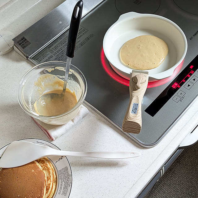Kitchen,パンケーキ焼きました,パンケーキ,RoomClipショッピングで買ったモノ,RoomClipショッピング,アイリスオーヤマのフライパン,アイリスオーヤマ,買ってよかったもの,おうちカフェ,庶民的な家,せまいおうち,見てくれてありがとうございます♡ yukkin29の部屋