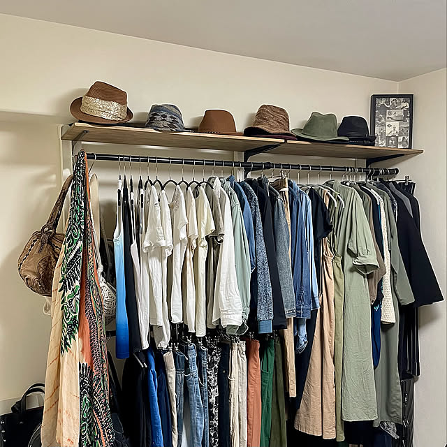 吊るす収納,ハット,ディアウォール,服の部屋,帽子収納,マンション,1人暮らし,IKEA 雑貨,一人暮らし,ひとり暮らし,フォロワーさんに感謝♥,DIY,On Walls ikkaの部屋