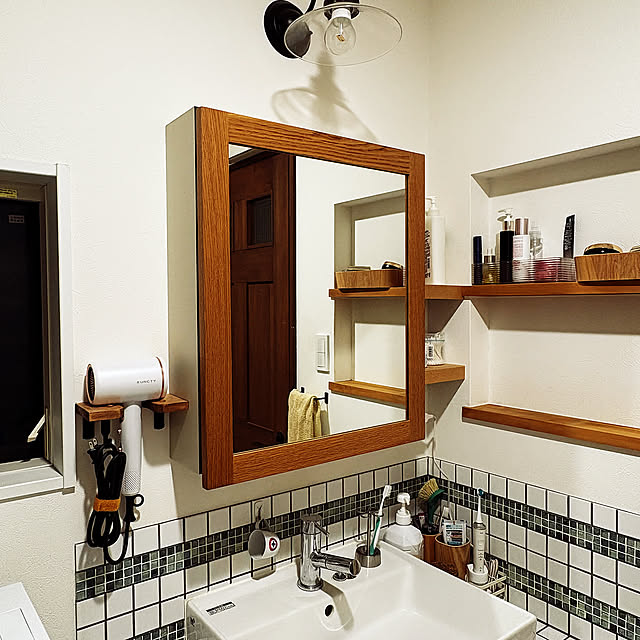 My Shelf,ドライヤー収納,ナチュラル,洗面所,DIY,100均アイテム,棚DIY♡,ドライヤースタンド,ドライヤーホルダーDIY Mutsumiの部屋