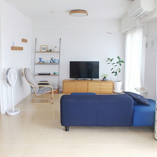 Lounge,扇風機,かもめファン,無印良品,青,ソファベンチ mujikkoの部屋