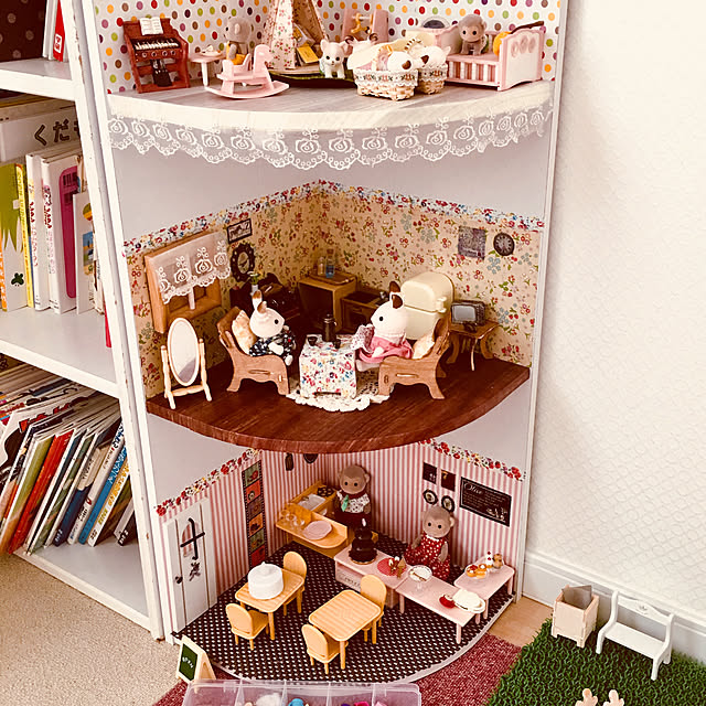 Overview,子どもと暮らす,カラボ リメイク,子ども部屋 女の子,シルバニア,100均,セリア,ハンドメイド,ダイソー saoraの部屋