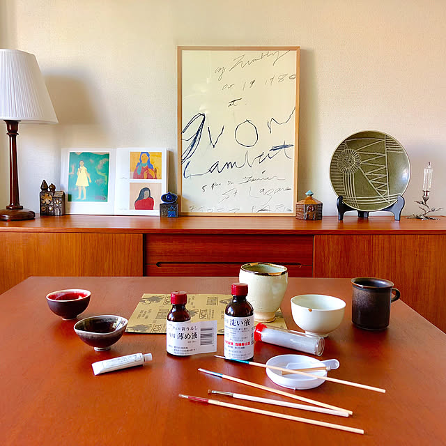 My Desk,日本画,絵を飾る,アートのある暮らし,漆,リサラーソン,グスタフスベリ,北欧ヴィンテージ,器が好き,陶器,金繕い,金継ぎ,用の美,民藝,北欧雑貨 soleilの部屋