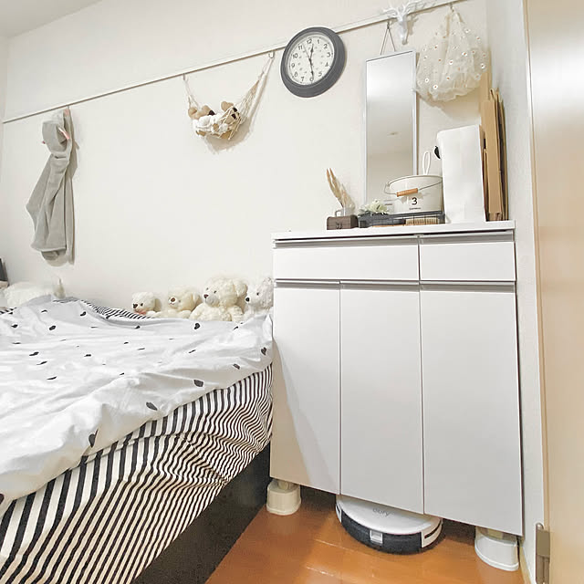 セリア,ハンモック,すきま収納,ゴミ箱,eufy,ロボット掃除機収納,ロボット掃除機の基地,ロボット掃除機,seria,収納アイデア,My Shelf,ごみ箱収納,ごみ箱 myuuの部屋