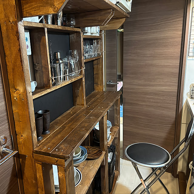 Kitchen,狭い部屋　,1K,2×4,自作,キッチンテーブル,ナチュラル,アンティーク,ハンドメイド,DIY,一人暮らし haruの部屋