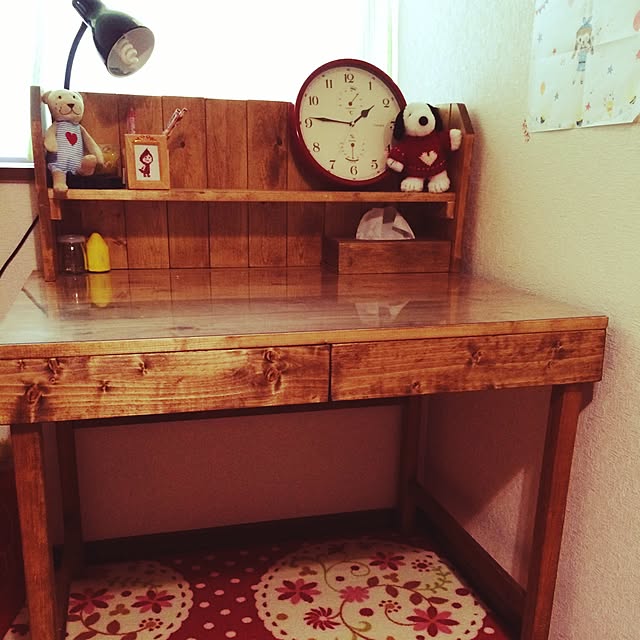 学習机,勉強机,子ども部屋,DIY,ワトコオイルダークウォルナット,My Desk non.wakaの部屋