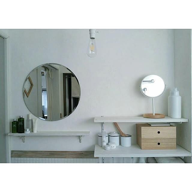 Bathroom,漆喰壁,中古住宅,ｾﾙﾌﾘﾌｫｰﾑ,漆喰壁DIY,Insta→maiko.0606 ,DIY,無印良品,MDF小物収納 rico-mamaの部屋