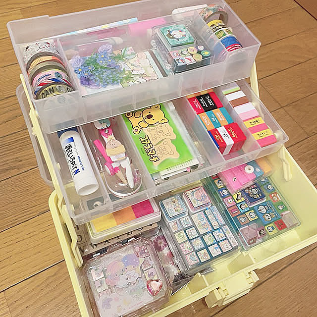 文房具大好き,文房具,マスキングテープ,工具箱,収納ボックス,収納,スタンプ,シール,文房具収納,ダイソー,100均,セリア mikiponの部屋