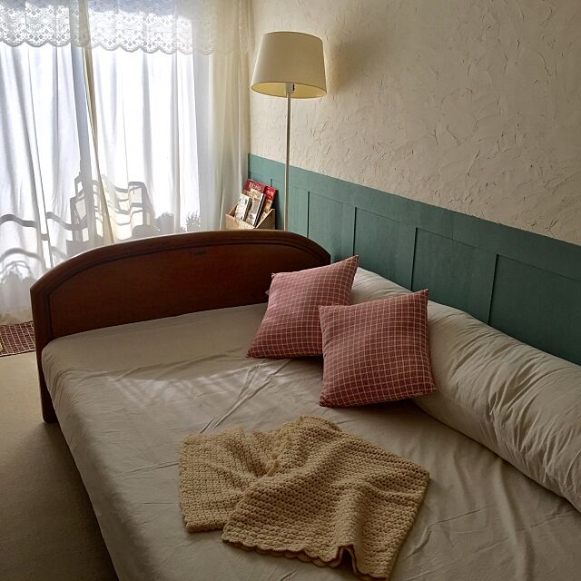 Bedroom,ROOMBLOOM,DIY漆喰壁,DIY腰壁,DIY,IKEA,IG→shizuku19ra,ブログも読んでくださると嬉しいです leonaの部屋