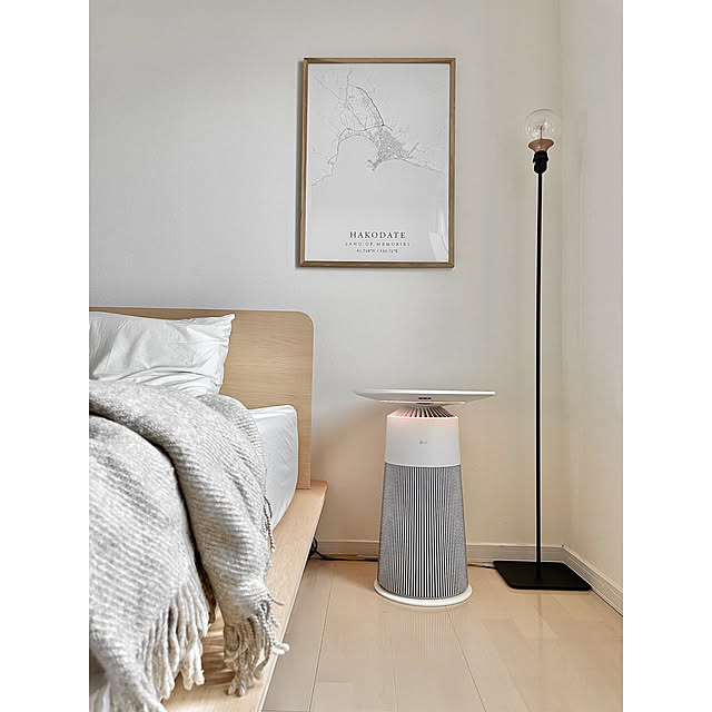 Bedroom,賃貸,賃貸アパート,賃貸インテリア,海外風,おうち時間,インスタ→___favori,インテリア,デザイン,スマートホーム,スマート家電,4in1 空気清浄機 maoの部屋