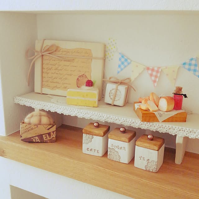My Shelf,素敵便♡,RCの出会いに感謝♥︎,Ririruruちゃんの木工ケーキ,Yu さんの作品,Yuさんのパン,Ririruruちゃん,プレゼントボックス,プレート,木工,キャニスター,ありがとうございました～(*^▽^*)♥,プレ企画当選,ダイソー,ニッチ,森のケーキ屋さん satotoの部屋
