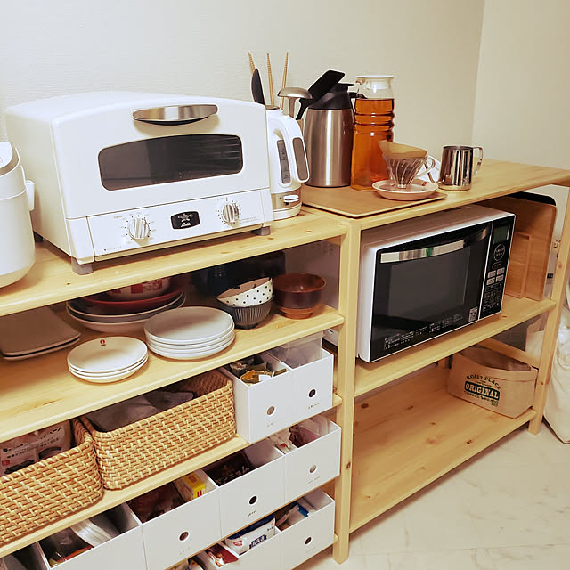 Kitchen,無印良品,パイン材ユニットシェルフ,ファイルボックス収納,アラジントースター mayaの部屋