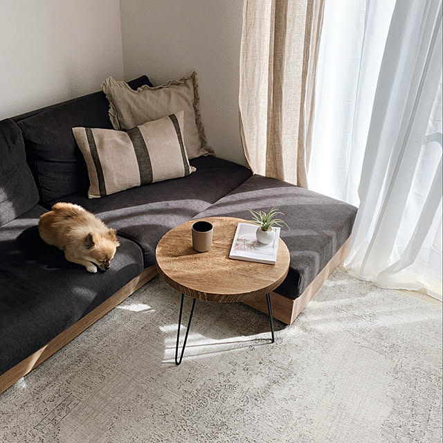 リネンカーテン,H&M HOME,サイドテーブル,ローソファー,ラグ,ベージュが好き♡,コーヒータイム,北欧ナチュラル,円形テーブル,コメントお気遣いなくです❤︎,建売住宅,韓国インテリア風,シンプルに憧れる,海外インテリアに憧れる,シンプル,シンプルナチュラル,ベージュインテリア,ig→_____hla.18,いつも皆さんありがとうございます♡,ワンコのいる暮らし,シンプルな暮らし,Overview mimiの部屋
