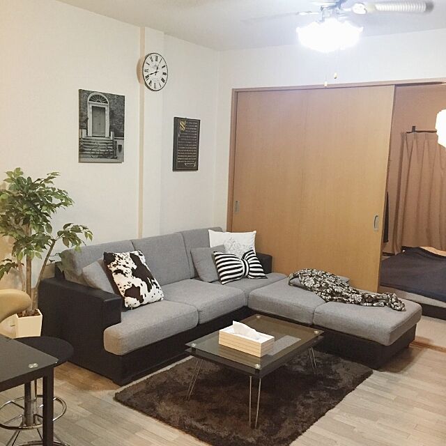 Lounge,観葉植物,一人暮らし,シンプルモダン,1LDK Ikakoの部屋