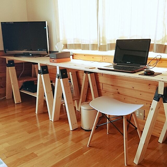 My Desk,DIY机,DIY,TV台,ソーホースデスク,PCデスク,ソーホースブラケット,2×4 tyuの部屋