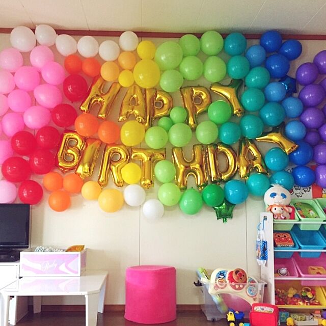 On Walls,風船,バルーン,誕生日飾り付け,誕生日,1歳の誕生日,レインボー,カラフル ciの部屋