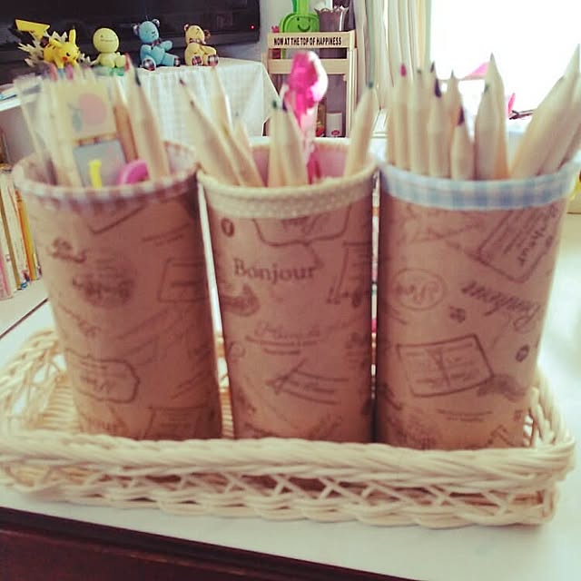 My Desk,チップスターの空き箱,100均,セリア,収納,リメイク Yumiの部屋