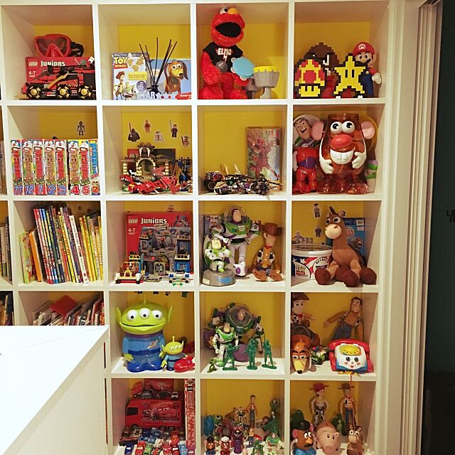 My Shelf,壁面収納,おもちゃ収納,トイストーリー,こどもと暮らす。,インスタもやってます♪♪,キッズスペース,子供部屋,アクセントクロス,アメキャラ,STAR WARS,楽天,LEGO juri555の部屋