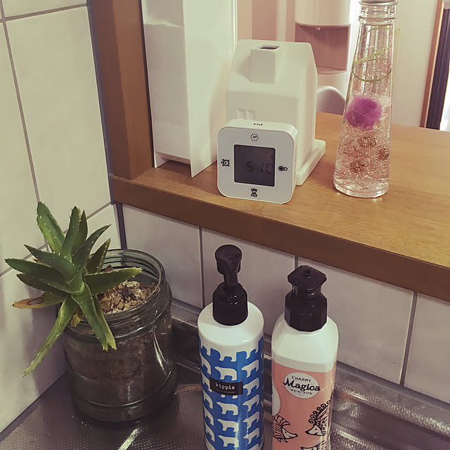 洗剤ボトル,デジタル時計,家事,グリーン,kippis,リサラーソン,ハーバリウム,IKEA,Kitchen kinakoの部屋
