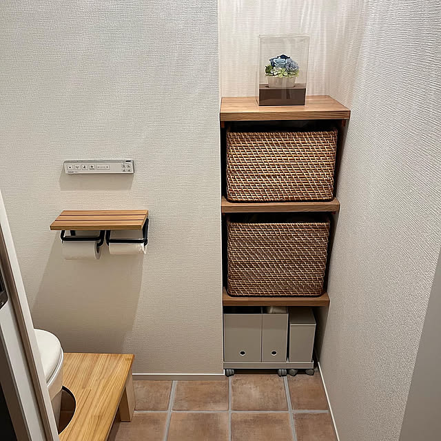 トイレ収納DIY,トイレ収納棚,トイレ収納,無印良品,無印良品ラタンバスケット,DIY,Bathroom ireneの部屋