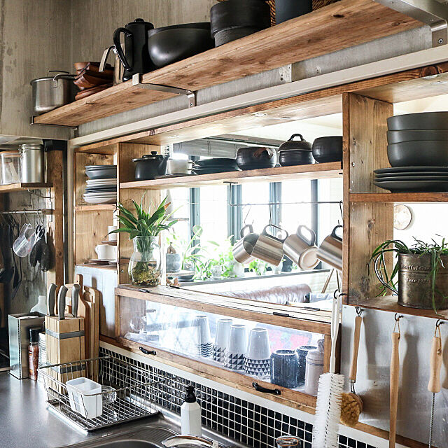 Kitchen,セルフリノベーション,DIY,見せる収納,DIY-tile yupinokoの部屋